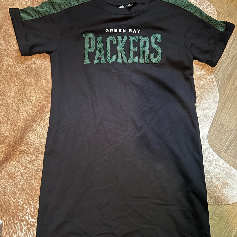 Green Bay Packers NFL Tshirt Dress Women’s Medium Casual Mesh Jersey Green Black